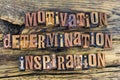 Motivation determination inspiration letterpress