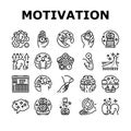 motivation human success icons set vector