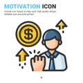 Motivation icon vector with outline color style isolated on white background. Vector illustration goals, spirit sign symbol icon