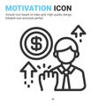 Motivation icon vector with outline style isolated on white background. Vector illustration goals, spirit sign symbol icon concept