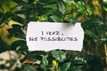 Inspirational quotes - 1 year = 365 possibilities. Blurry background Royalty Free Stock Photo