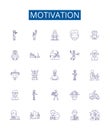 Motivation line icons signs set. Design collection of Inspire, Energize, Urge, Incite, Drive, Encourage, Stimulate, Spur