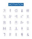 Motivation line icons signs set. Design collection of Inspire, Energize, Urge, Incite, Drive, Encourage, Stimulate, Spur