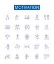 Motivation line icons signs set. Design collection of Inspire, Energize, Urge, Incite, Drive, Encourage, Stimulate, Spur