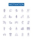 Motivation line icons signs set. Design collection of Inspire, Energize, Urge, Incite, Drive, Encourage, Stimulate, Spur