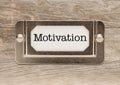 Motivation Metal File Cabinet Label Frame on Wood