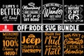 motivation off road typography pack svg bundle element colorful t-shirt design Royalty Free Stock Photo