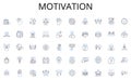 Motivation line icons collection. Typography, Layout, Navigation, Responsive, Usability, Color, Accessibility vector and