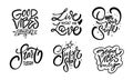 Motivation positive lettering phrases set. Hand drawn black color vector text.