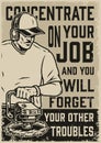 Motivation poster with polishing worker