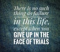 Motivation quote - There is no such thing as failure in this life, except when you give up in the face of trials.