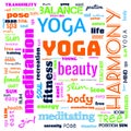 motivation yoga word cloud, word cloud use for banner, painting, motivation, web-page, website background, t-shirt & shirt