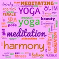 motivation yoga word cloud, word cloud use for banner, painting, motivation, web-page, website background, t-shirt & shirt