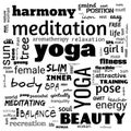 motivation yoga word cloud, word cloud use for banner, painting, motivation, web-page, website background, t-shirt & shirt