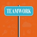 Square banner with words promoting business teamwork