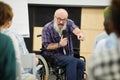 Motivational disabled speaker at conference