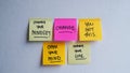 Motivational Inspirational Positive Quotes Phrases Handwriting on a sticky note