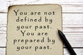 Motivational and inspirational quote on burnt edge brown paper on wooden desk Royalty Free Stock Photo