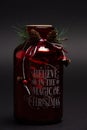 Motivational jar Believe in the magic of Christmas close up