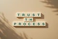 Motivational Message Trust The Processwith LetterTiles on a Soft Neutral Background Royalty Free Stock Photo