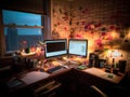 Motivational notes on tidy workspace with computer