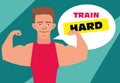 Motivational poster, banner. Train hard. Slogan quote. Flat illustration Royalty Free Stock Photo