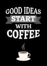 Motivational poster. Good Ideas Start with Coffee. Decor for home or cafe