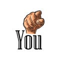 Motivational poster hand pointing at you. Finger viewer, from front. Royalty Free Stock Photo