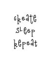 Motivational poster with lettering quote Create sleep repeat
