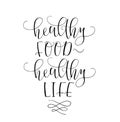 Motivational quote Healthy eating healthy life. Vector lettering.