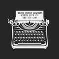 Motivational quote poster. Vintage typewriter with text on paper. Vector illustration Royalty Free Stock Photo