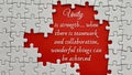 Motivational quote on red cover - Unity is strength, when there is teamwork and collaboration, wonderful things can be Royalty Free Stock Photo