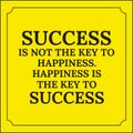 Motivational quote. Success is not the key to happiness.