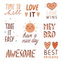 Motivational quotes with doodles and lettering