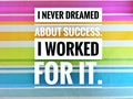 Motivational quotes of I never dreamed about success. i worked for it