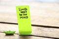 Limit exist only in the mind. Motivational quotes inscription on a tag