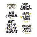 Motivational slogan hand drawn lettering set