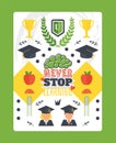 Motivational typographic poster about education with flat style icons vector illustration Royalty Free Stock Photo