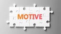 Motive complex like a puzzle - pictured as word Motive on a puzzle pieces to show that Motive can be difficult and needs Royalty Free Stock Photo