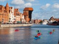 Motlawa river with kayakers in Gdansk