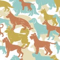 Motley dog breeds seamless pattern