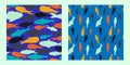 Motley fish patterns set Royalty Free Stock Photo