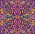 Motley psychedelic fractal. Mirror abstract pattern, maze of wavy ornaments