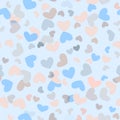 Motley seamless girly background with colorful hearts