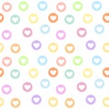 Motley seamless girly pattern with pastel colored heart circles