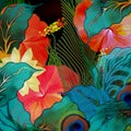 Motley tropical summer floral background