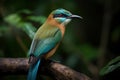 Motmot bird branch. Generate Ai