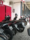 Moto cycling street parking