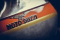 Moto Guzzi logo on a vintage motorcycle