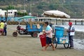 Moto and ice cream cart on the beach